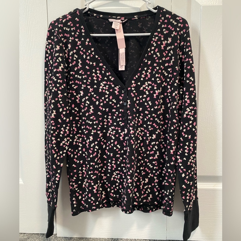 Victoria’s Secret Valentines Heart Henley Long Sleeve Top